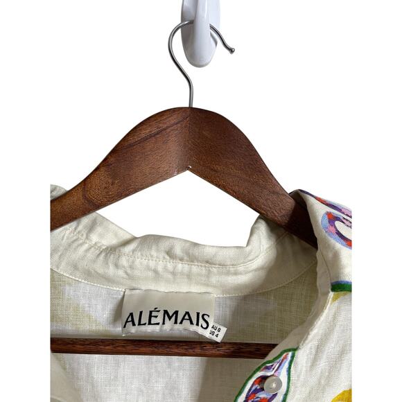 Alemais Seeker Print Linen Button Down Shirt Relaxed Womans 4 - Picture 4 of 11